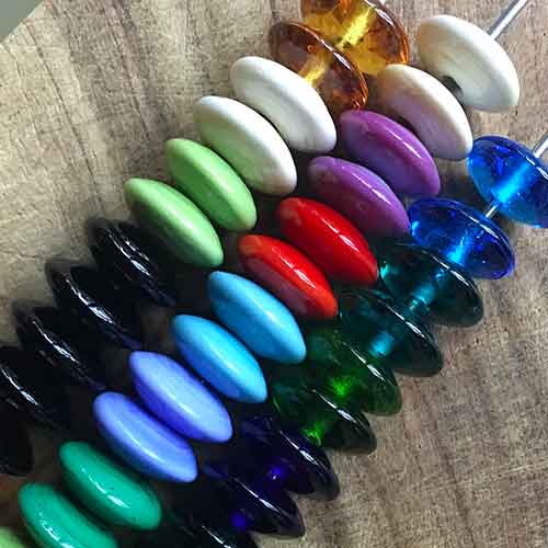 Singles - PER EACH - disc beads - opaque glass (approx 15.5mm x 6.75mm)