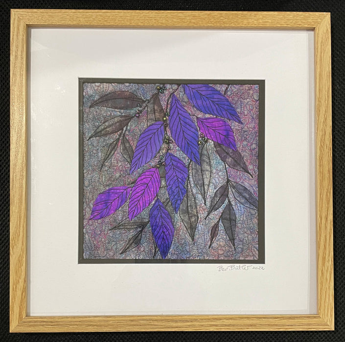 Free motion embroidery mini quilt framed