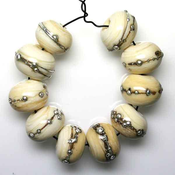 Singles, pairs or set of 10 - Ivory with silver trail