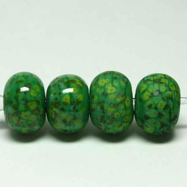 Singles, pairs or set of 10 - Opaque grass green with frit #1