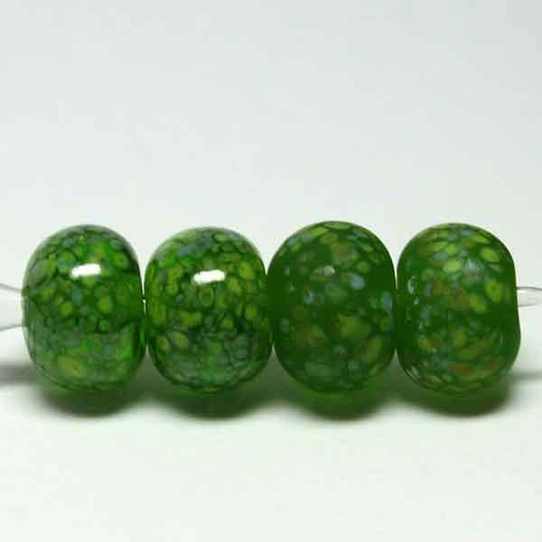Singles, pairs or set of 10 - Transparent dark grass green base with frit #1