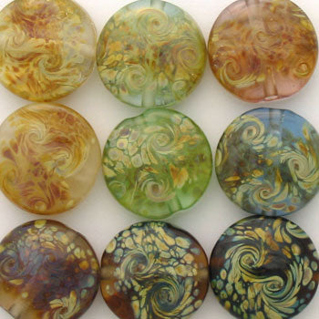 Singles - PER EACH - Tabs - Transparent base with raku frit - 0011R