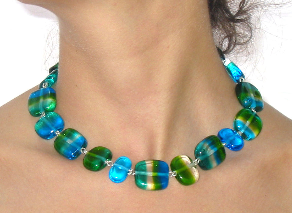 Necklace - Nugget Range - Handmade Venetian glass beads/sterling silver findings - nine colourways