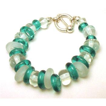 Bracelet - Lifesaver range - handmade Venetian glass beads/sterling silver findings - six colourways