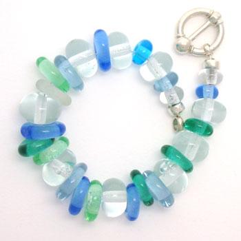Bracelet - Lifesaver range - handmade Venetian glass beads/sterling silver findings - six colourways