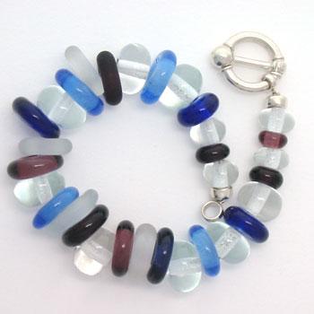 Bracelet - Lifesaver range - handmade Venetian glass beads/sterling silver findings - six colourways