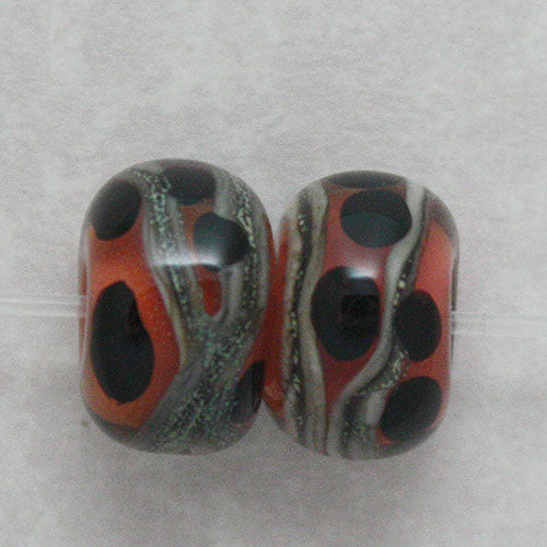 Pairs - Strata - Coral/Black/Silvered stringer