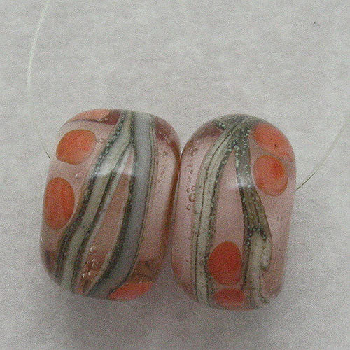 Pairs - Strata - Pink/Coral/Silvered stringer