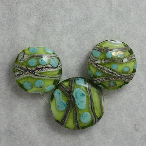 Set of 3  - Strata - tabs - Lime/Turquoise/Silvered stringer