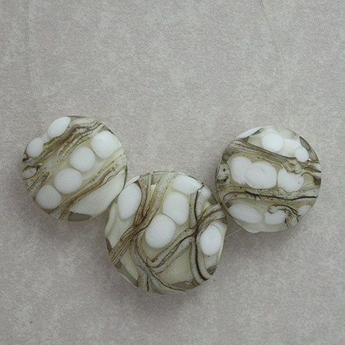 Set of 3  - Strata - tabs - Ivory/White/Silvered stringer